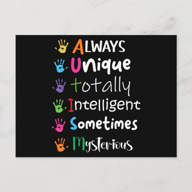 Postal Autism Awareness Kindness Shirt Siempre Única Tota (Anverso)