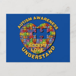 Postal Autism Awareness Puzzle Hearcard Postcard