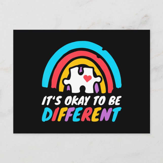 Postal Autism Awareness Puzzle Piece Rainbow T-Shirt214  (Anverso)