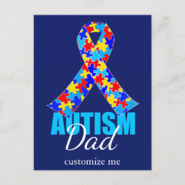 Postal Autismo personalizado Papá Cinta Azul