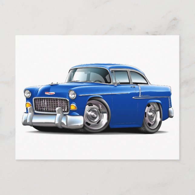Postal Auto azul Chevy Belair 1955 (Anverso)