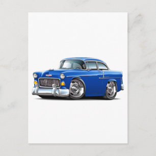 Postal Auto azul Chevy Belair 1955