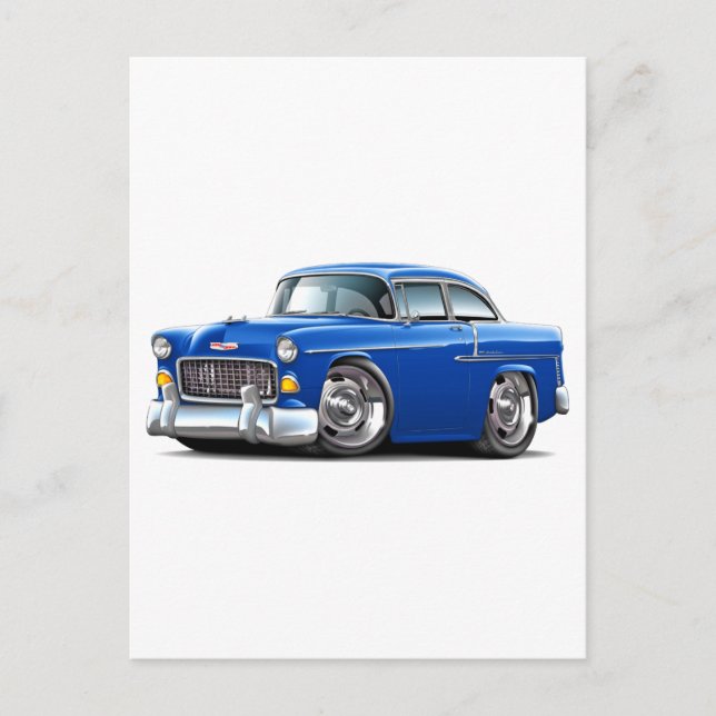 Postal Auto azul Chevy Belair 1955 (Anverso)