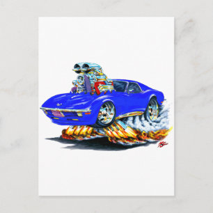 Postal Auto azul Corvette 1968-72
