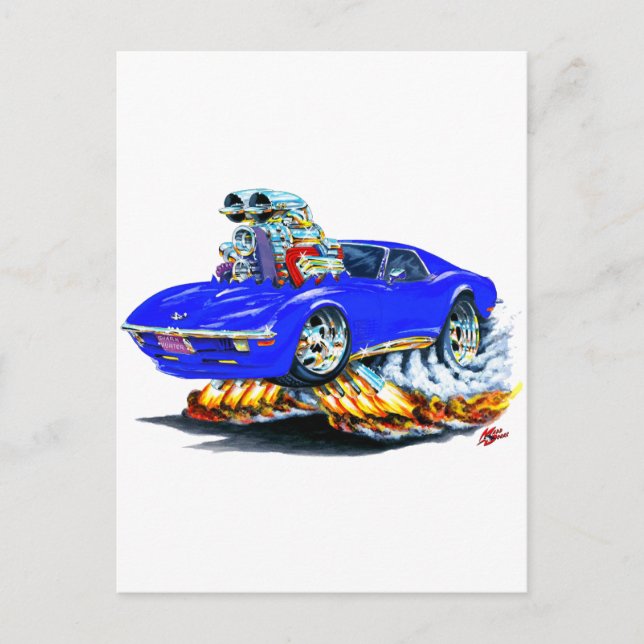 Postal Auto azul Corvette 1968-72 (Anverso)