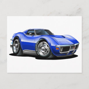Postal Auto azul Corvette 1968-72