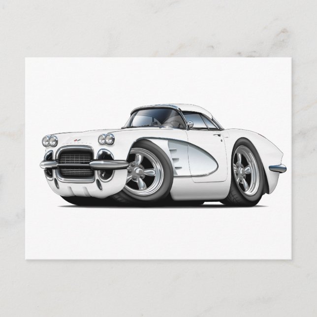 Postal Auto blanco Corvette de 1961 (Anverso)