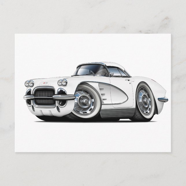 Postal Auto blanco Corvette de 1962 (Anverso)