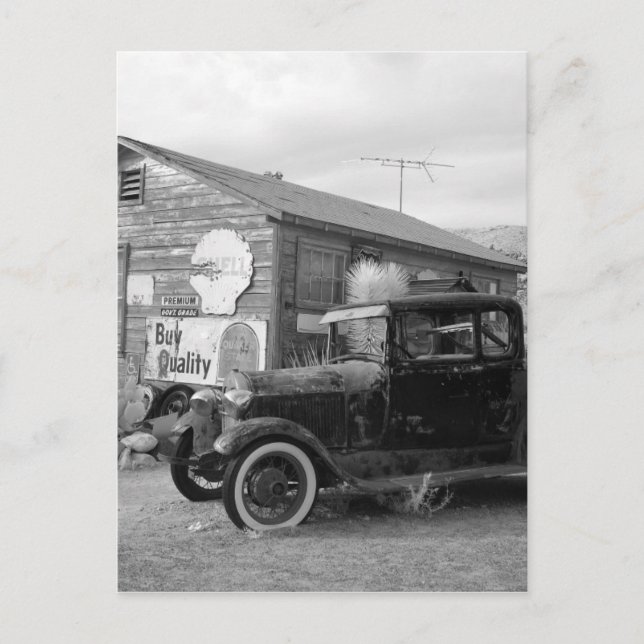 Postal Auto blanco y negro vintage (Anverso)