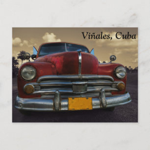 Postal Auto clásico americano en Vinales, Cuba
