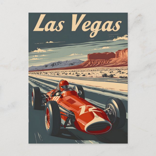 Postal Auto de Carreras de época en Las Vegas (Anverso)