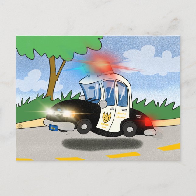 Postal Auto de la policía personalizado con luces intermi (Anverso)