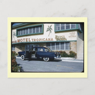 Postal Auto estacionado frente a Motel, Miami Beach Vinta