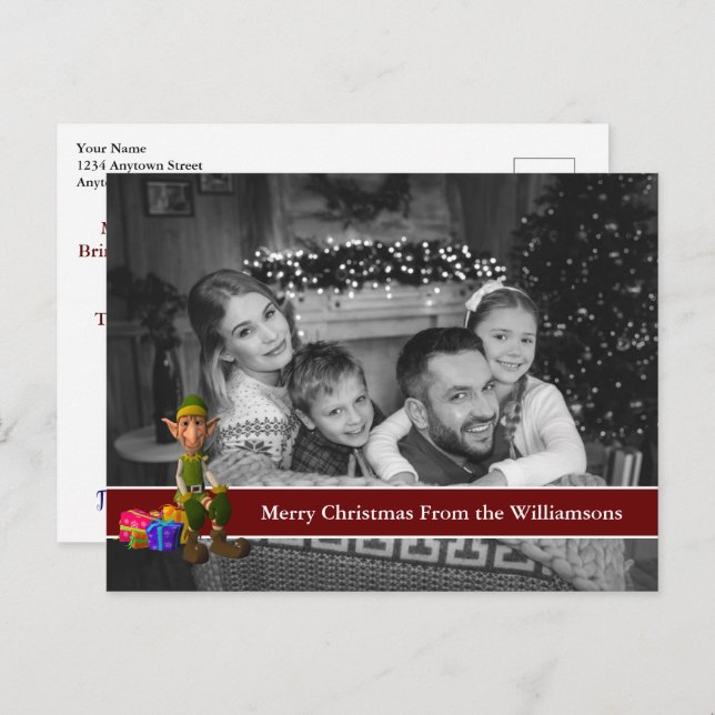 Postal Auto negro y blanco Navidad foto con un alma diver (Anverso / Reverso)