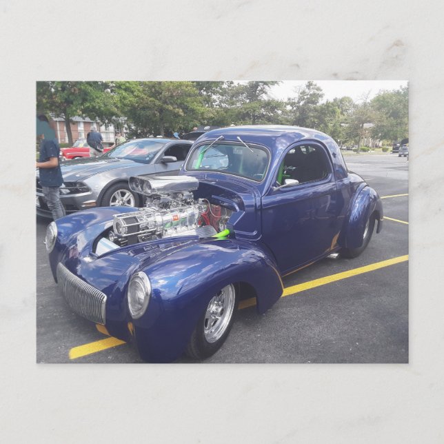 Postal Auto personalizado azul (Anverso)