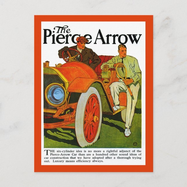 Postal Auto Pierce Arrow de los años 1900, clásico de la  (Anverso)