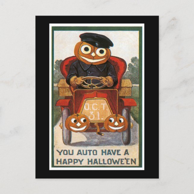 Postal Auto tener una Halloween feliz (Anverso)