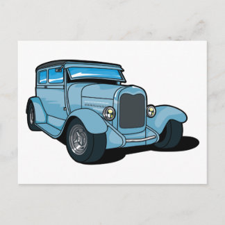Postal Auto viejo azul