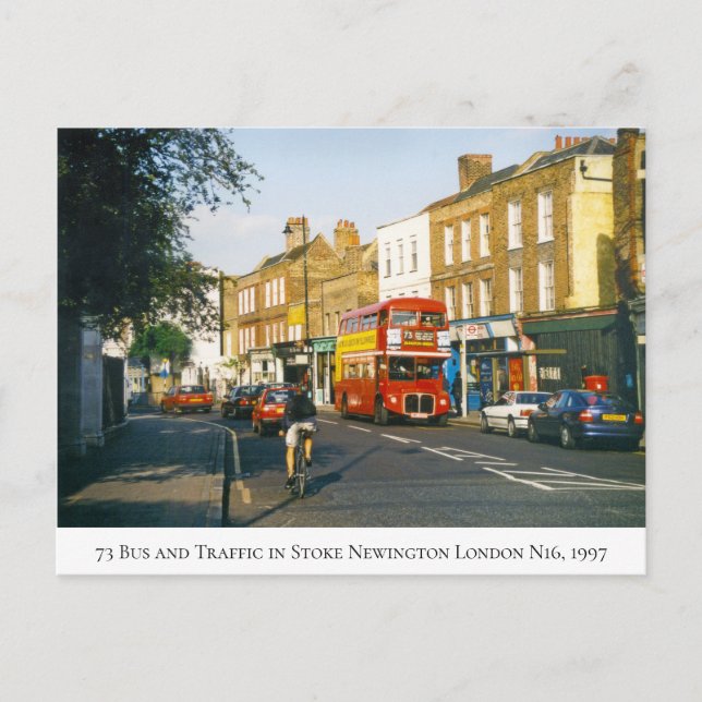 Postal Autobús 73 en Church Street en el Sun de la tarde, (Anverso)