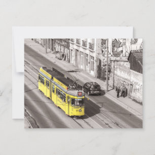 Postal Autobús callejero Belgrado Serbia Yellow Train Pos