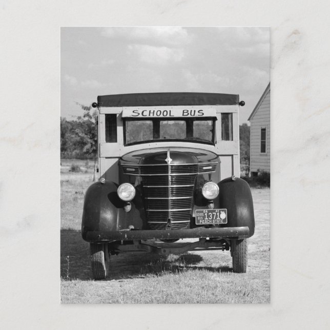 Postal Autobús escolar antiguo, Greensboro, Georgia, 1941 (Anverso)