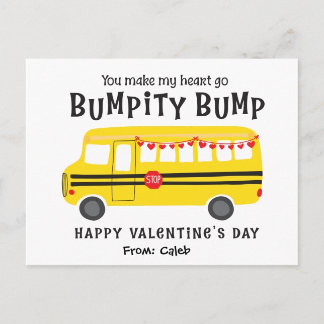 Postal Autobús escolar de San Valentín personalizado (Anverso)