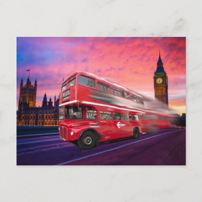 Postal Autobús y Big Ben de Londres (Anverso)