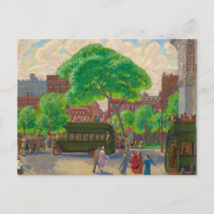 Postal Autobuses en la plaza por John Sloan