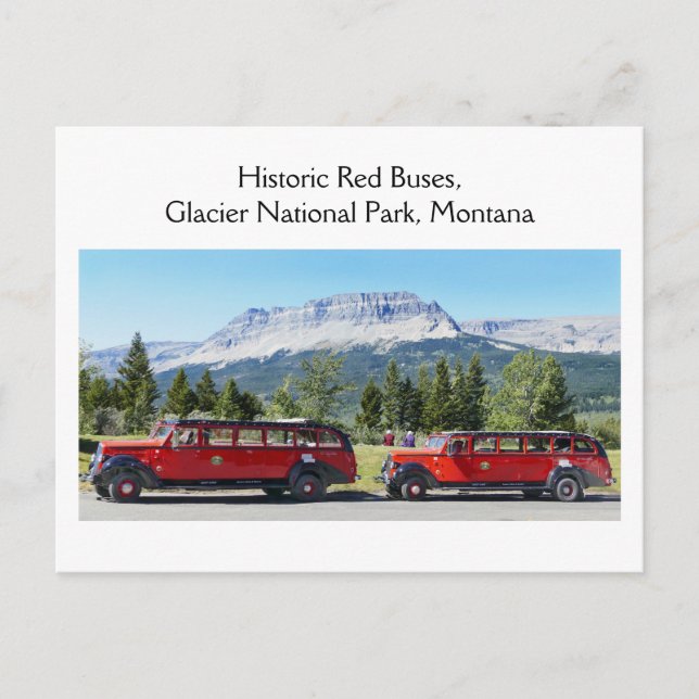 Postal Autobuses rojos, Parque Nacional Glacier, Montana (Anverso)