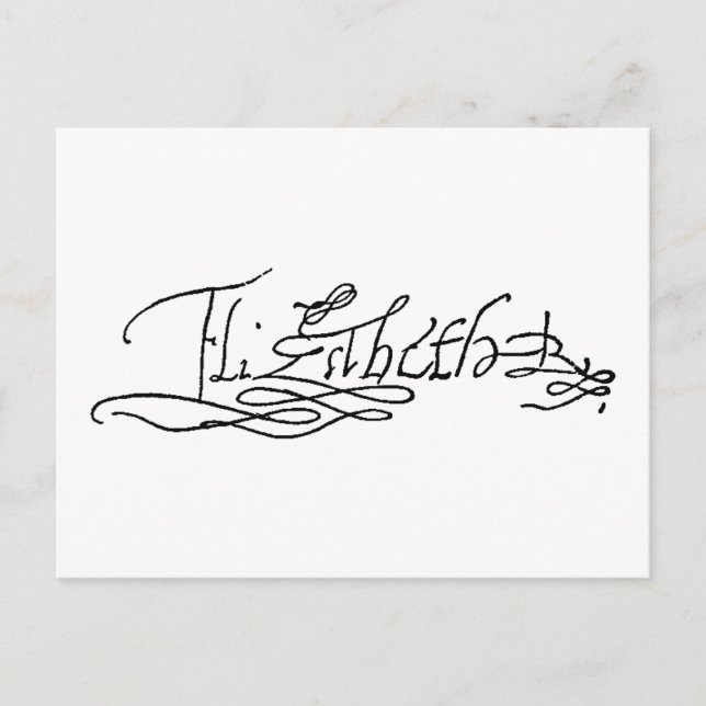 Postal Autografo de la Reina Isabel I de Inglaterra (Anverso)