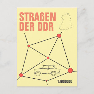 Postal Autokartendesign im DDR Stil
