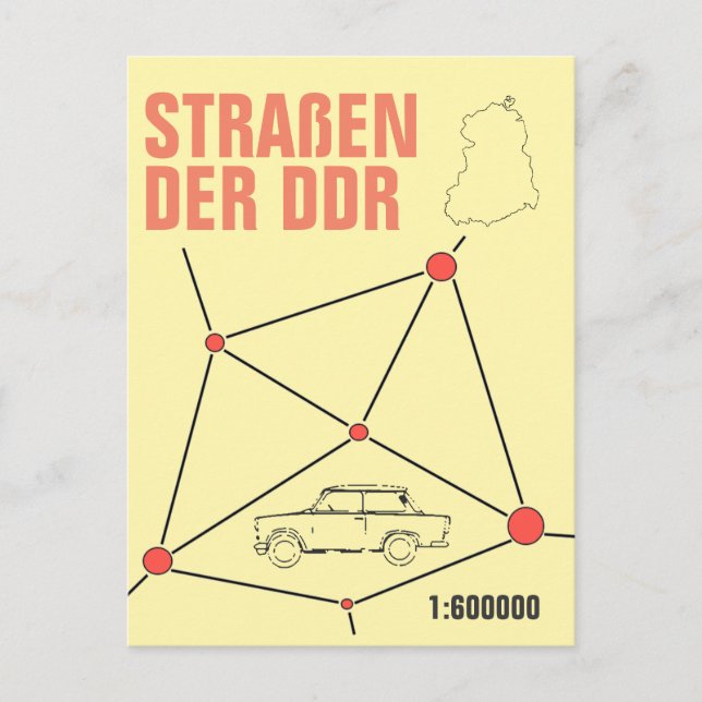 Postal Autokartendesign im DDR Stil (Anverso)