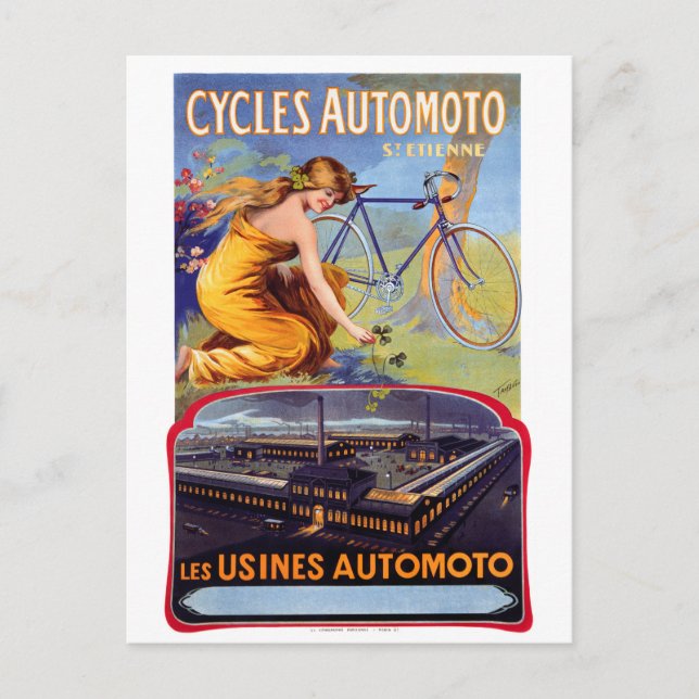 Postal Automoto Cycles 1914 Poster publicitario de época (Anverso)