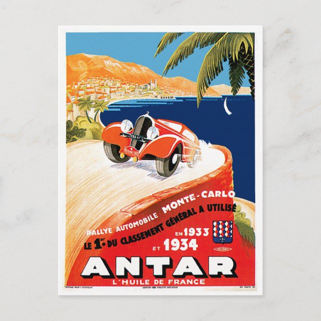 Postal Automóvil Monte Carlo de Rallye (Anverso)
