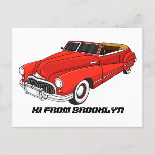 Postal Automóvil rojo clásico de 1948