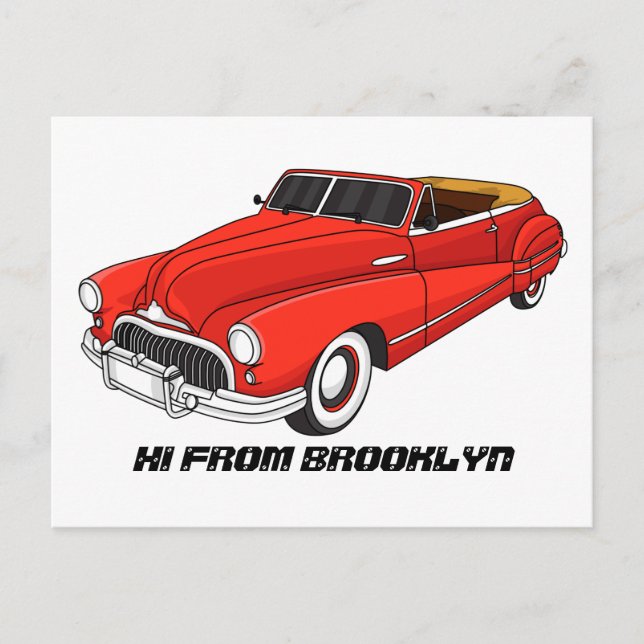 Postal Automóvil rojo clásico de 1948 (Anverso)