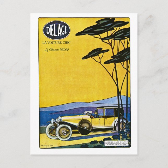 Postal Automóviles Delage (Anverso)