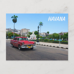 Postal Automóviles retro en la calle La Habana