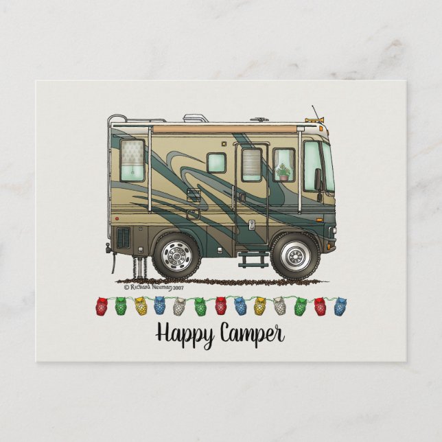 Postal Autophome Cute Happy Camper Big RV (Anverso)