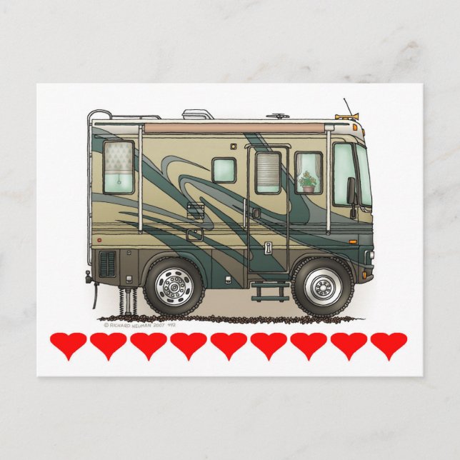 Postal Autophome Cute Happy Camper Big RV (Anverso)
