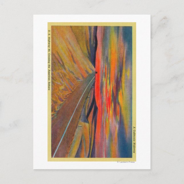 Postal Autopista de EE.UU. 80 cruza el SaharaState americ (Anverso)