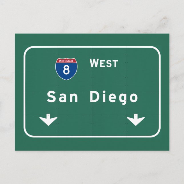 Postal Autopista interestatal de San Diego California: (Anverso)