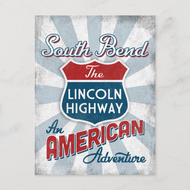 Postal Autopista South Bend Lincoln Vintage America India (Anverso)