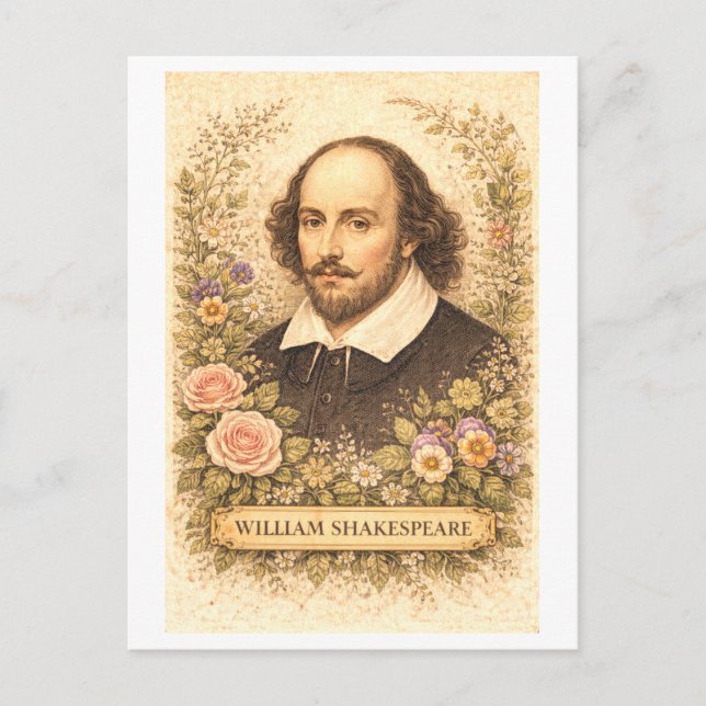 Postal Autor William Shakespeare de estilo vintage (Anverso)