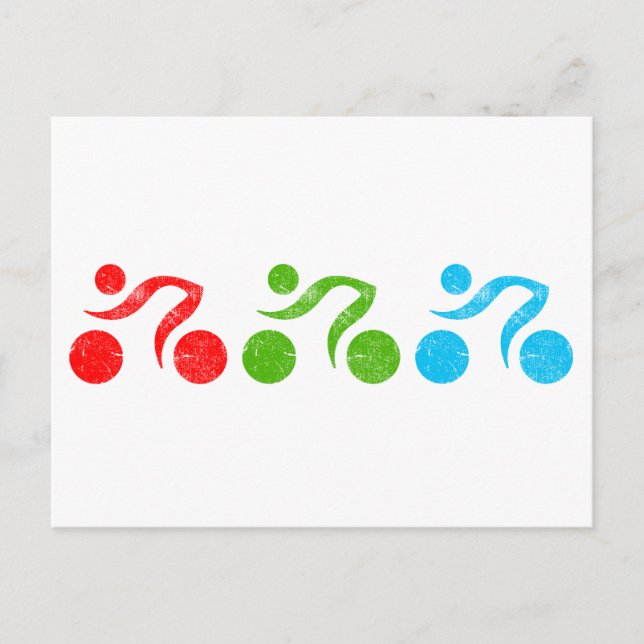 Postal Autores de bicicletas en acción (Anverso)