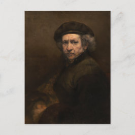 Postal Autoretrato con Beret de Rembrandt