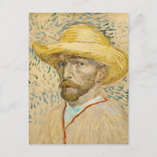 Postal Autoretrato con el Gorra de paja Van Gogh Bella Ar