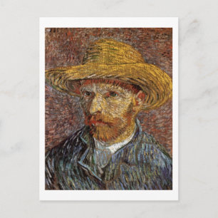 Postal Autoretrato con el Gorra de paja Van Gogh Bella Ar
