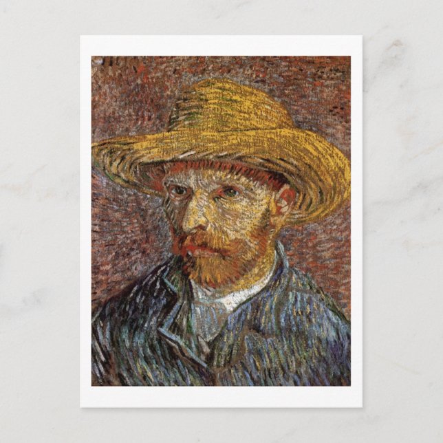 Postal Autoretrato con el Gorra de paja Van Gogh Bella Ar (Anverso)