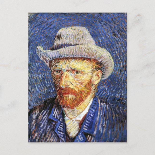 Postal Autoretrato con Gorra de Felt Gray, Vincent Van Go (Anverso)
